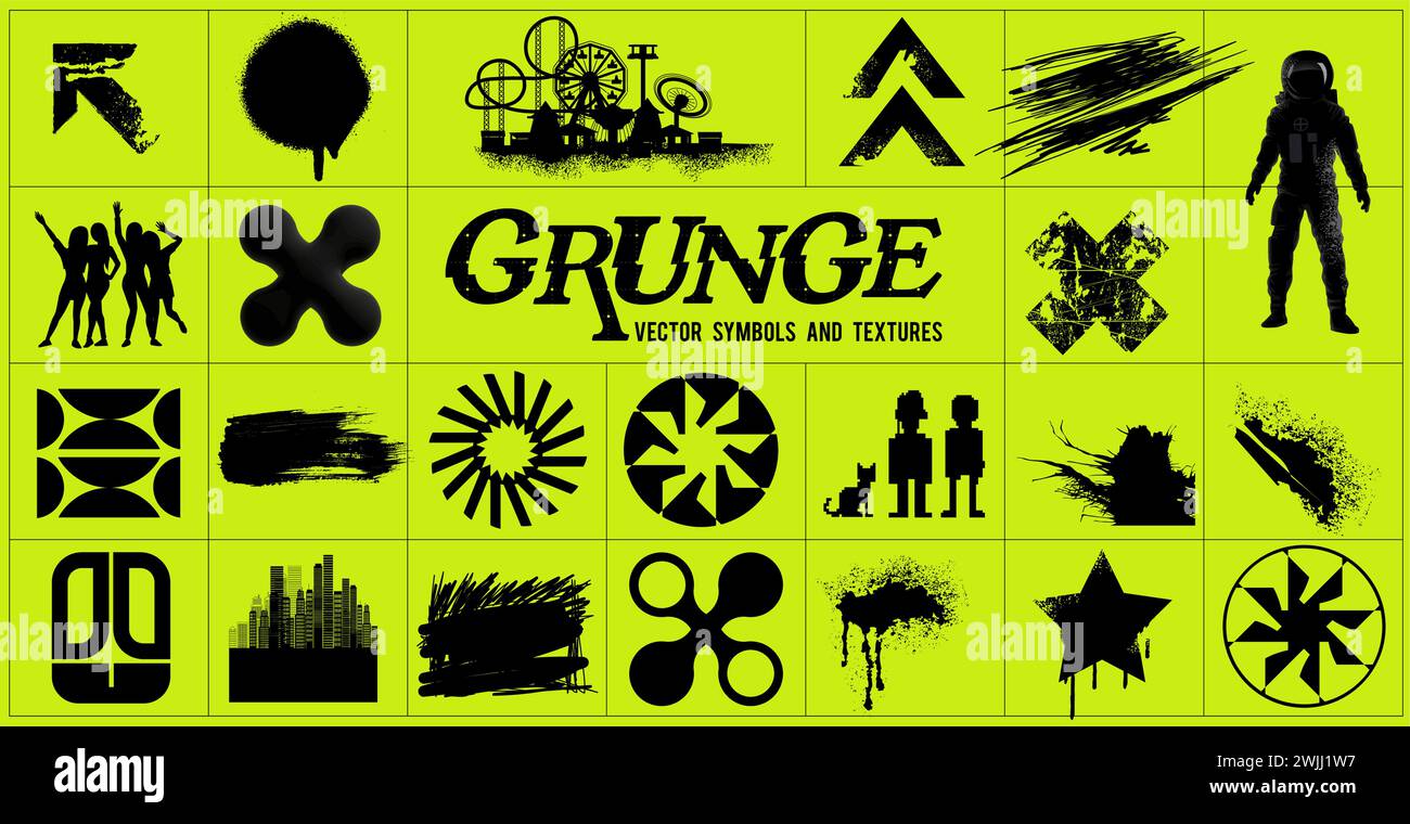 A collection of grunge texture loose elements for design. Vector illustration Stock Vector