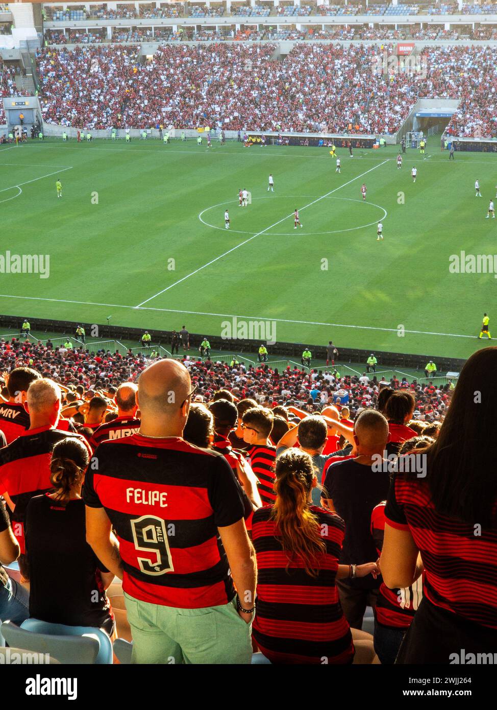 Maracana Stadium in Rio de Janeiro, Brazil - July 22, 2023: view of the Maracana Stadium during the Flamengo game in Rio de Janeiro. Stock Photo