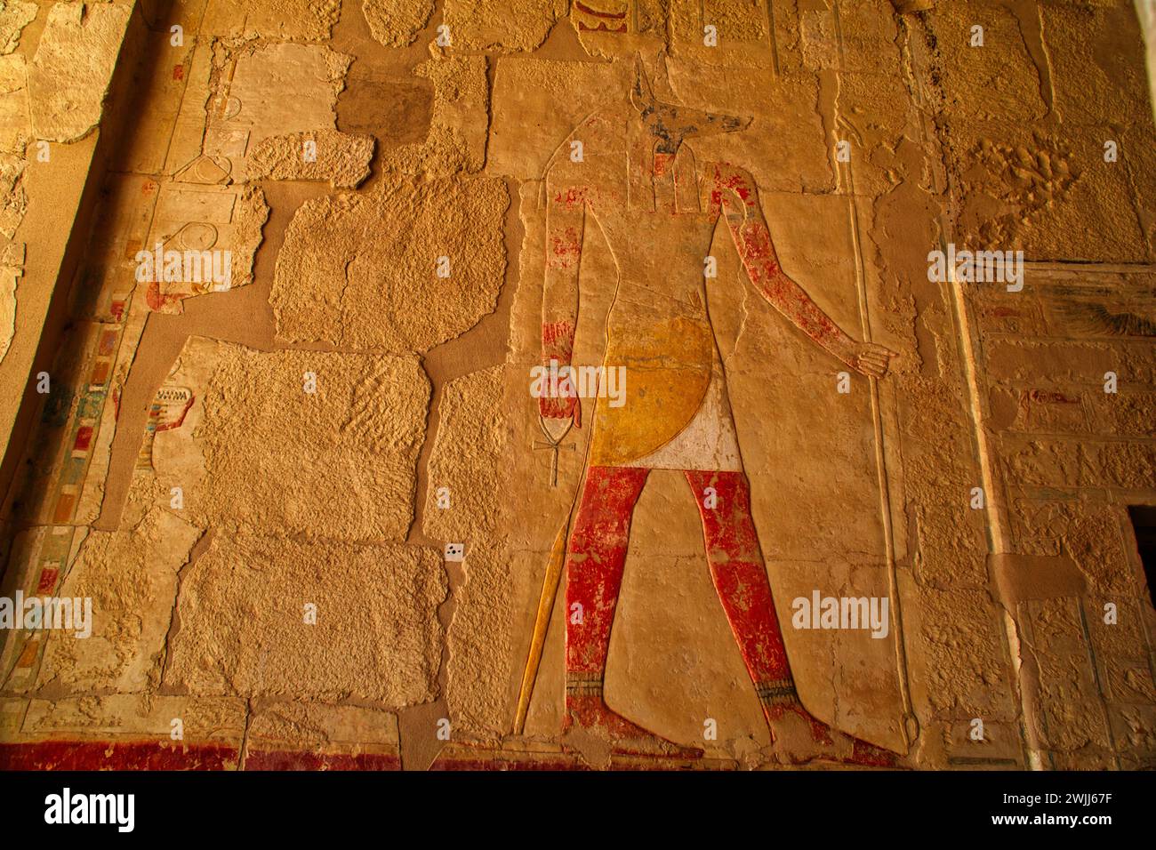 Ancient Egyptian structures, walls, columns, pillar covered colorful ...