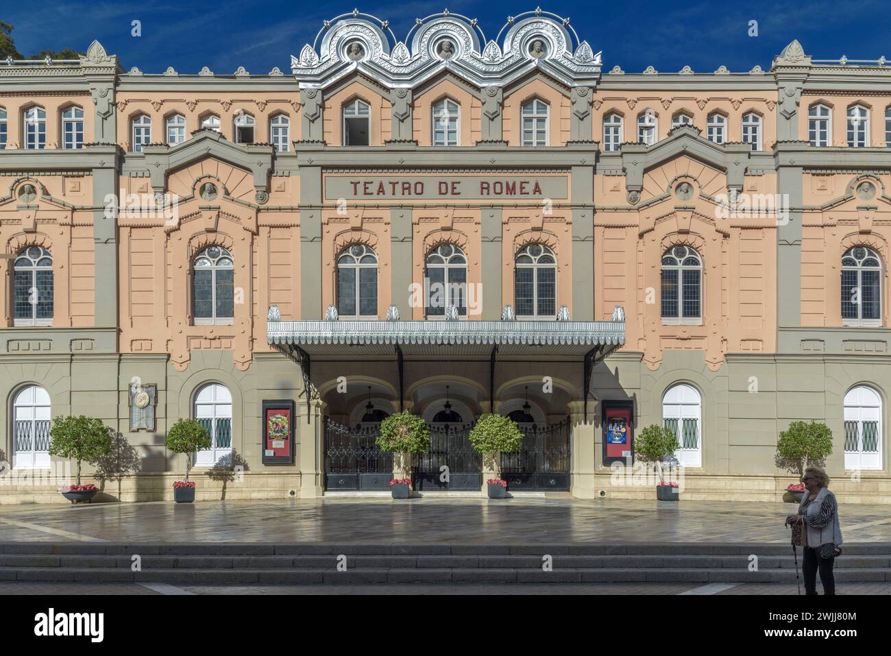 Romea theater in Murcia, the main theater in the Region and one of the most important in Spain. 19th century monument. Queen Elizabeth II inaugurated. Stock Photo