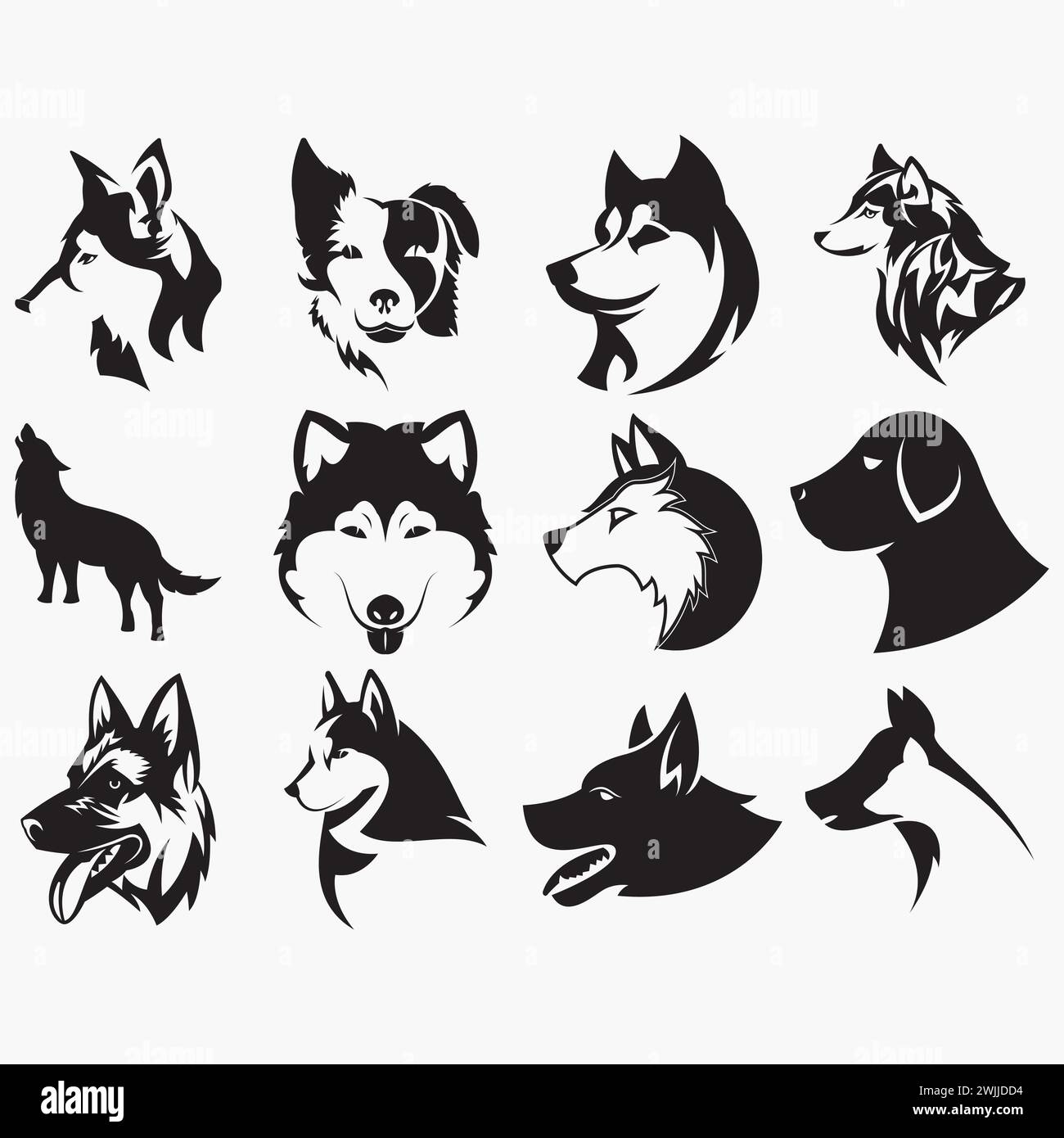 wolf icon set vector illustration Stock Vector Image & Art - Alamy