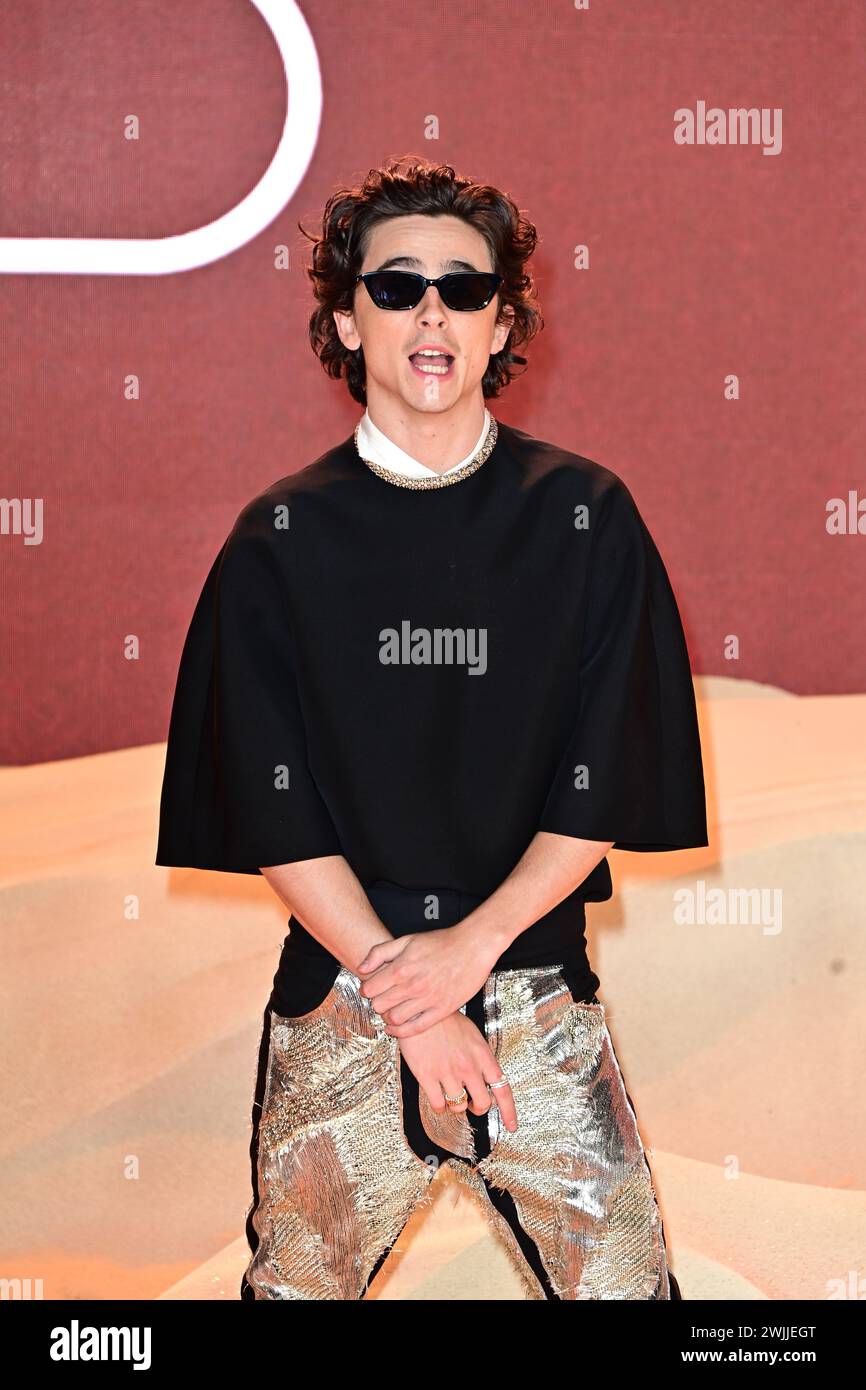 London, UK. 14th Feb, 2024. Timothée Chalamet attends DUNE part two