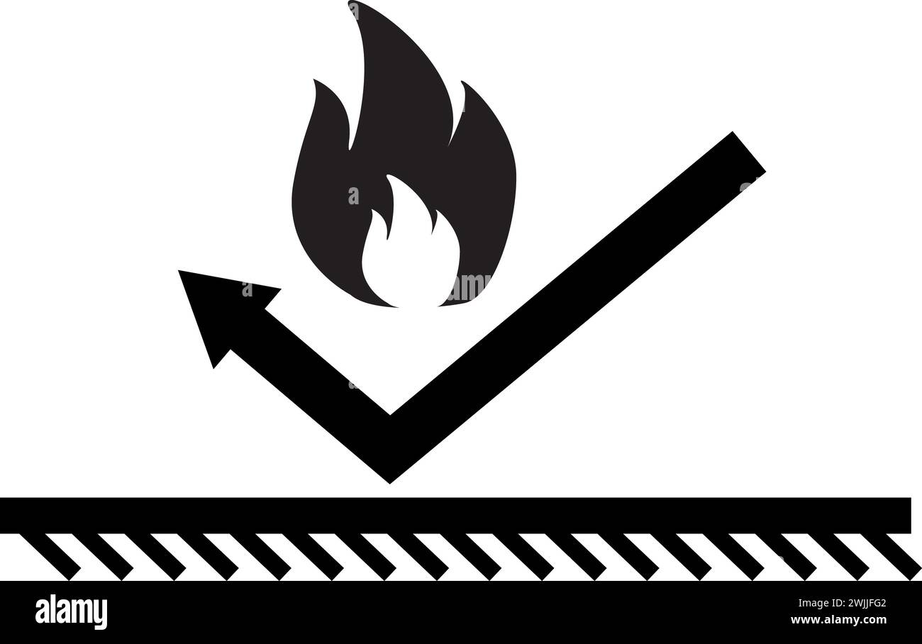 Fire resistant coating icon. Fire safety sign. Fireresistant materials symbol. Nonflammable