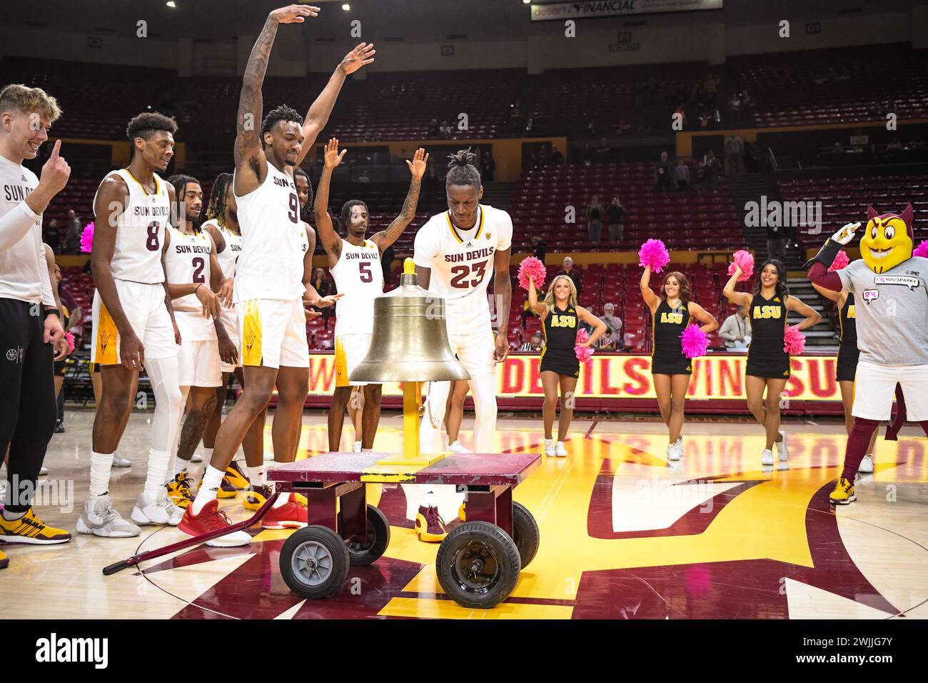 Arizona State Sun Devils forward Akil Watson (23) rings the victory