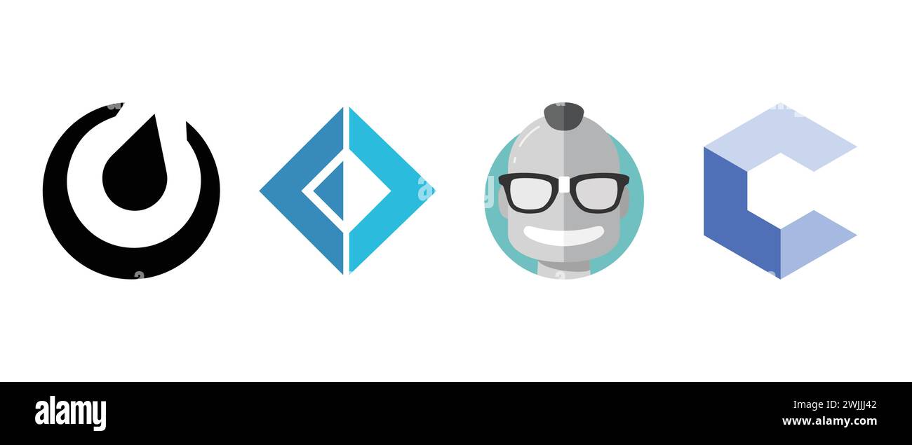 Fsharp, Mattermost, Geekbot, Codio. Vector illustration, editorial logo. Stock Vector
