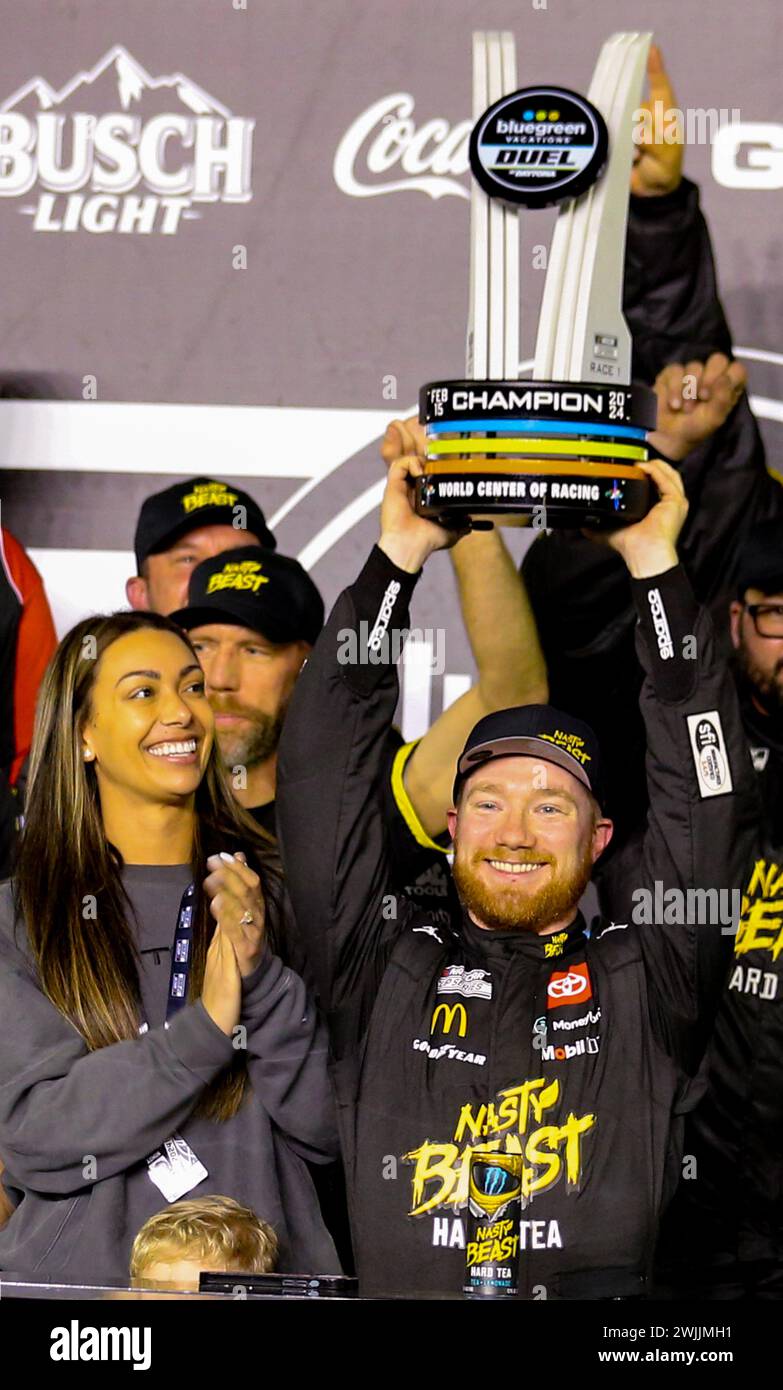 Daytona, United States. 15th Feb, 2024. Tyler Reddick wins the