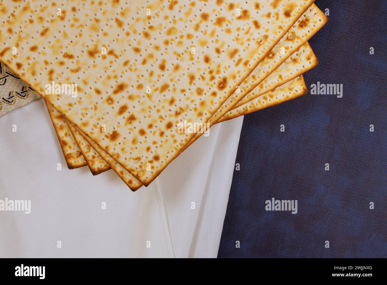 Matzah, unleavened flatbread eaten during Passover celebration, is