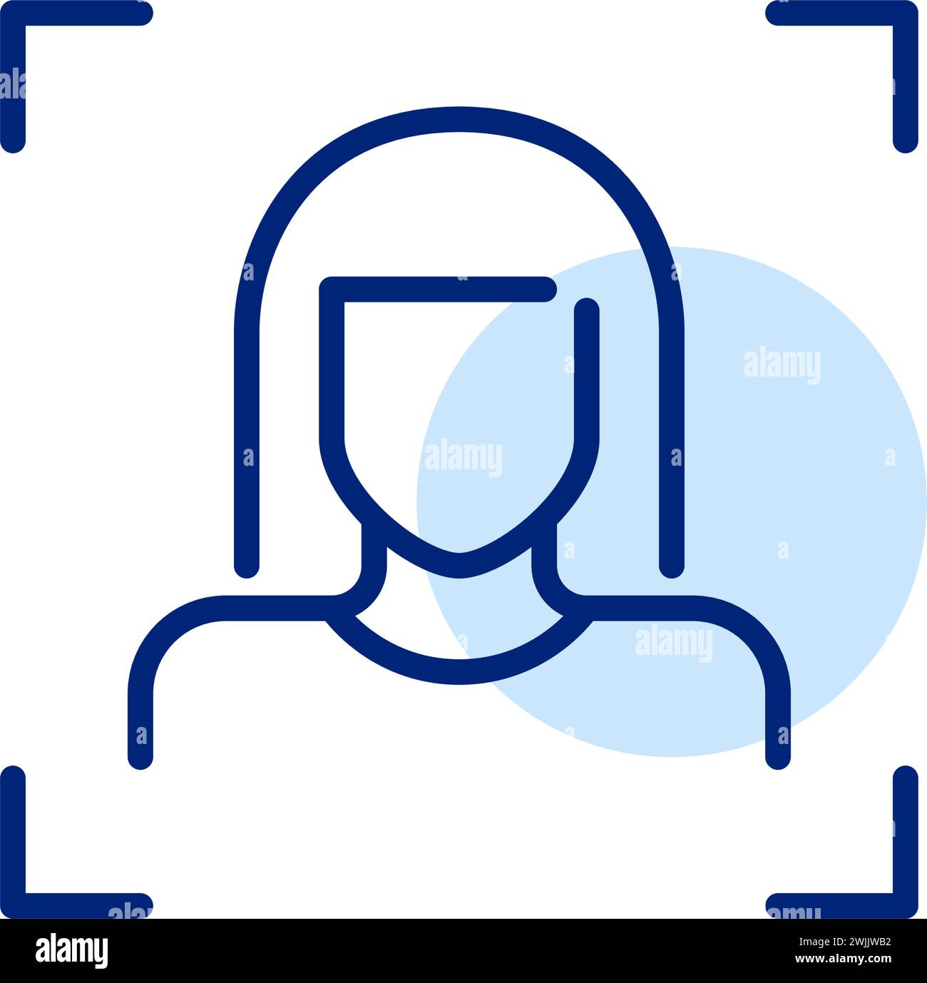 Face recognition. Female user. Pixel perfect, editable stroke Stock Vector