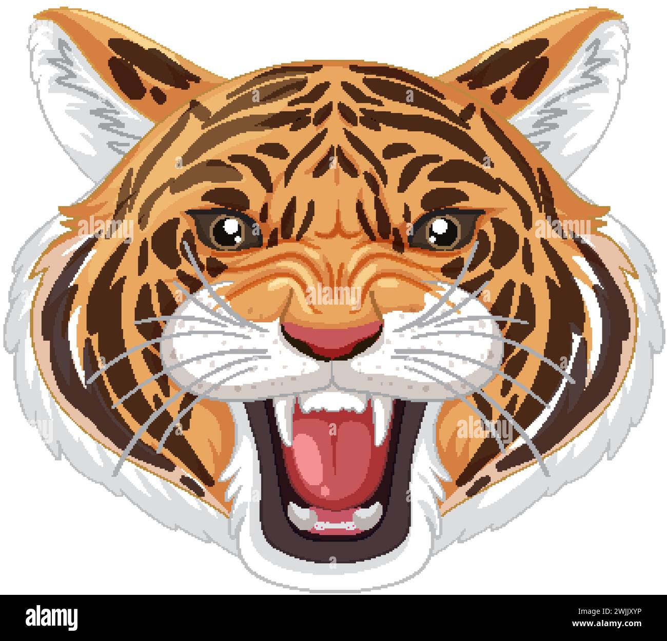 Detailed vector of a roaring tiger's head Stock Vector