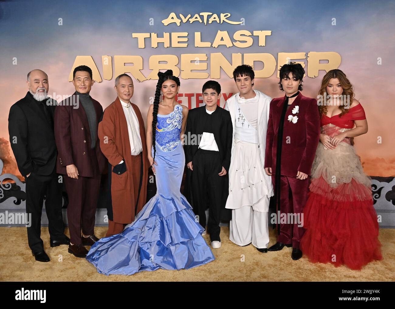 Hollywood, USA. 15th Feb, 2024. Paul Sun-Hyung Lee, Daniel Dae Kim, Ken Leung, Kiawentiio Tarbell, Gordon Cormier, Ian Ousley, Dallas Liu and Elizabeth Yu arriving at Netflix's “Avatar: The Last Airbender” world premiere held at the Egyptian Theatre on February 15, 2024 in Hollywood, CA. © Tammie Arroyo/AFF-USA.com Credit: AFF/Alamy Live News Stock Photo
