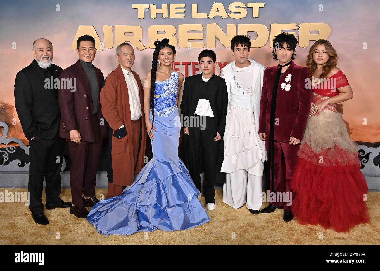 Hollywood, USA. 15th Feb, 2024. Paul Sun-Hyung Lee, Daniel Dae Kim, Ken Leung, Kiawentiio Tarbell, Gordon Cormier, Ian Ousley, Dallas Liu and Elizabeth Yu arriving at Netflix's “Avatar: The Last Airbender” world premiere held at the Egyptian Theatre on February 15, 2024 in Hollywood, CA. © Tammie Arroyo/AFF-USA.com Credit: AFF/Alamy Live News Stock Photo