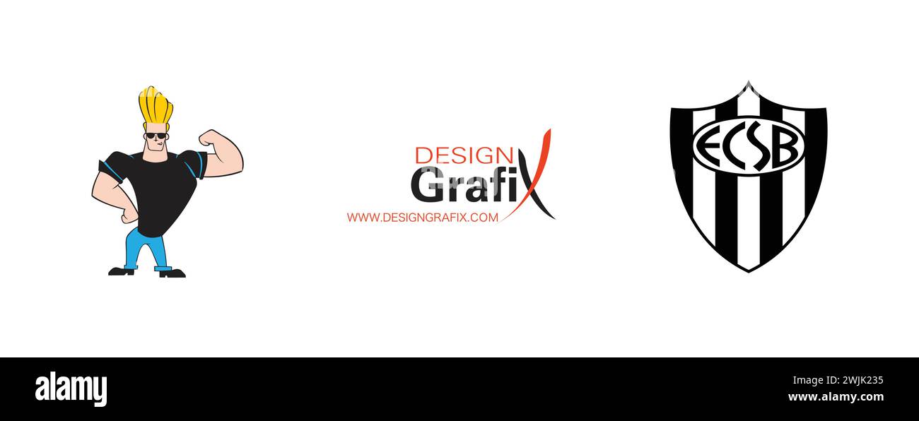 Esporte Clube São Bernardo, Johnny Bravo, Design Grafix. Most popular arts and design logo collection. Stock Vector
