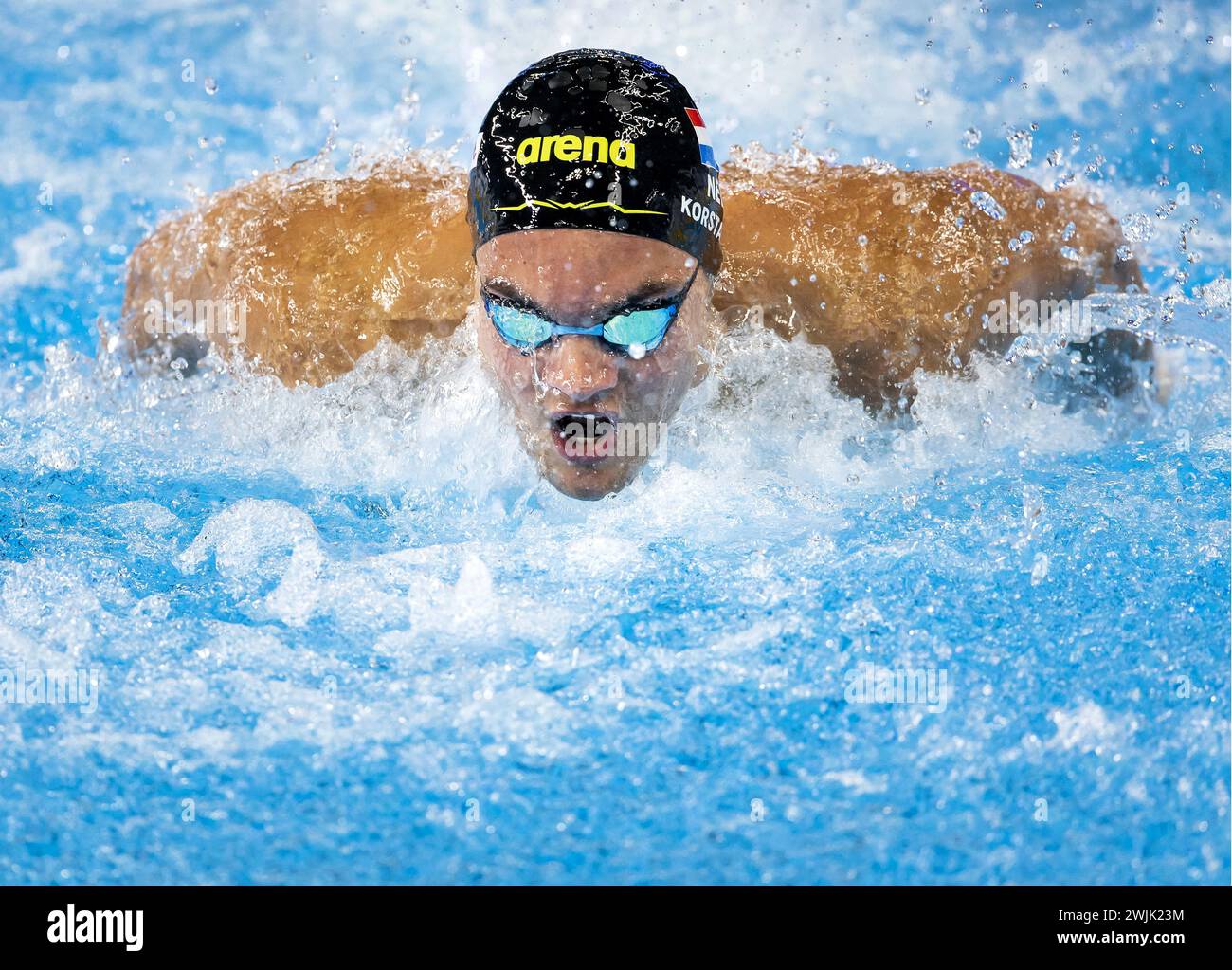 Long Course Swim DOHA - Nyls Korstanje in action in the 100 butterfly during the sixth ...