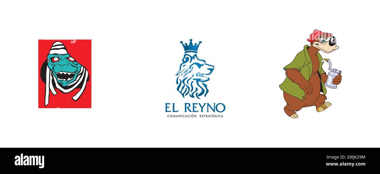 Mr Bear, mum-ra, EL REYNO Comunicacion Estrategica. Most popular arts and design logo collection. Stock Vector
