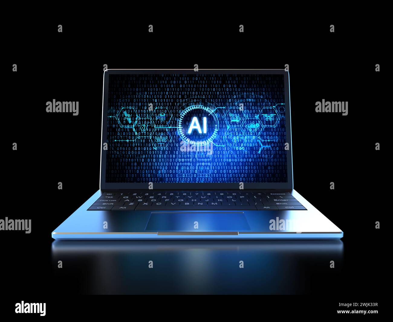 Computer Redering 3d rendering ai technology in personal laptop computer Stock Photo - Alamy