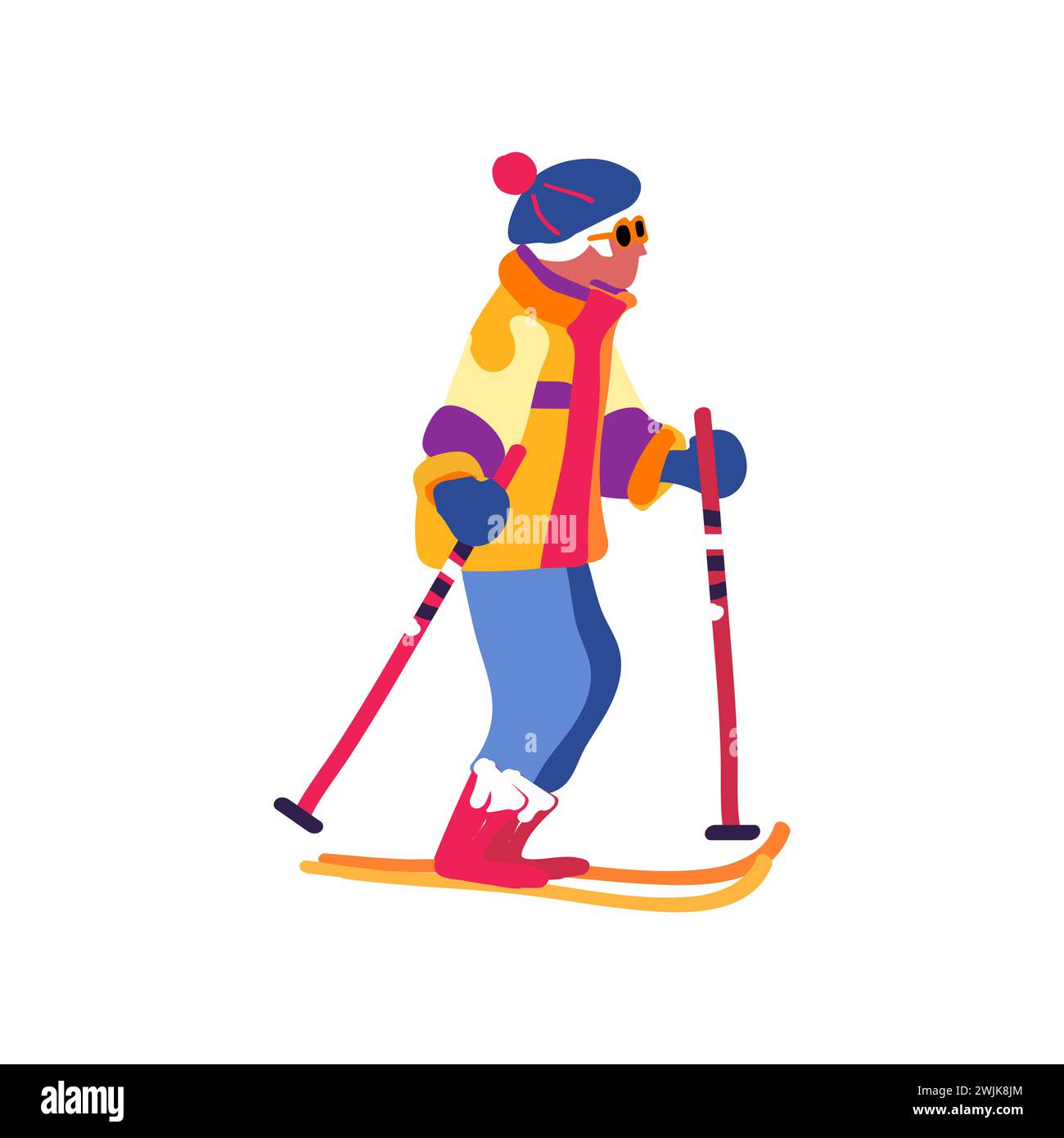 An Adult Gray haired Lady On A Ski Trip Winter Holidays And Travel an-adult-gray-haired-lady-on-a-ski-trip-winter-holidays-and-travel