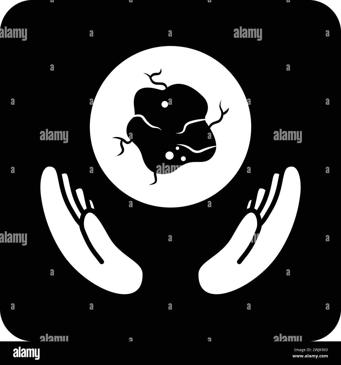 Oncology icon black and white flat vector illustration Stock Vector