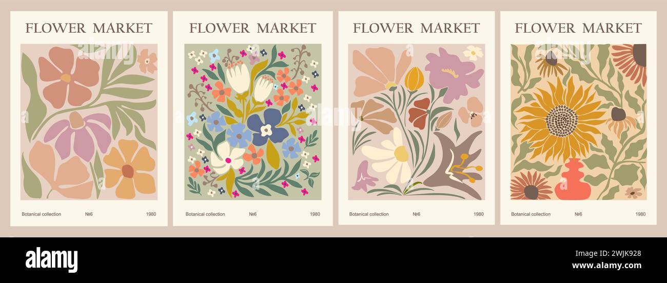 Set of abstract Flower Market art posters Stock Vector Image & Art - Alamy