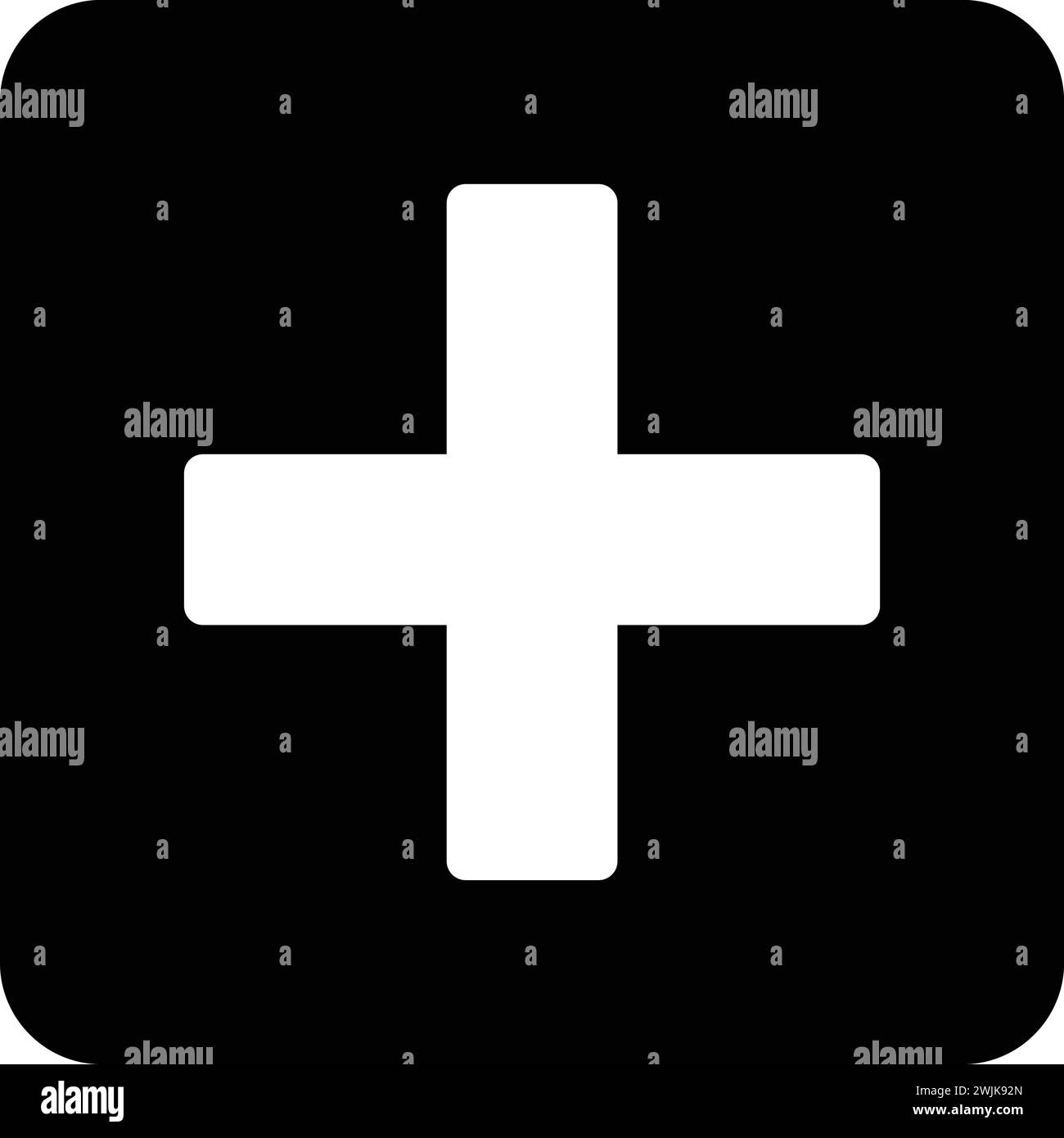 Emergency Cross icon black and white flat vector illustration Stock Vector