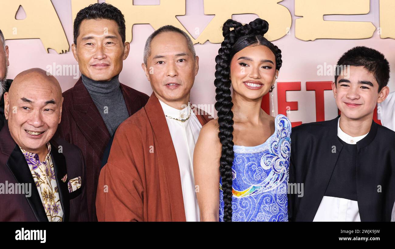 HOLLYWOOD, LOS ANGELES, CALIFORNIA, USA - FEBRUARY 15: Lim Kay Siu, Daniel Dae Kim, Ken Leung, Kiawentiio Tarbell and Gordon Cormier arrive at the World Premiere Of Netflix's 'Avatar: The Last Airbender' Season 1 held at The Egyptian Theatre Hollywood on February 15, 2024 in Hollywood, Los Angeles, California, United States. (Photo by Xavier Collin/Image Press Agency) Stock Photo