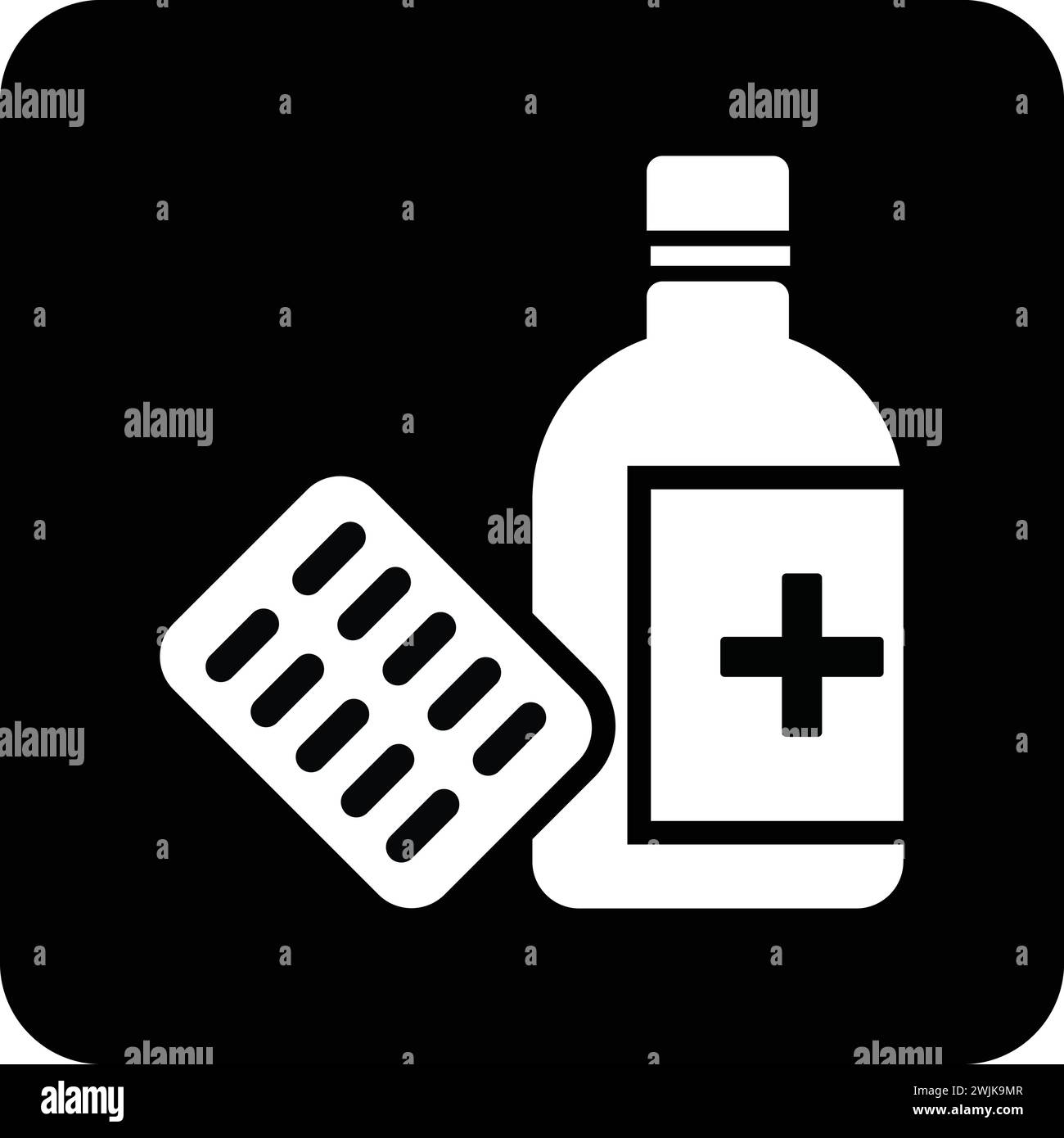 Pharmacy icon black and white vector flat illustration Stock Vector