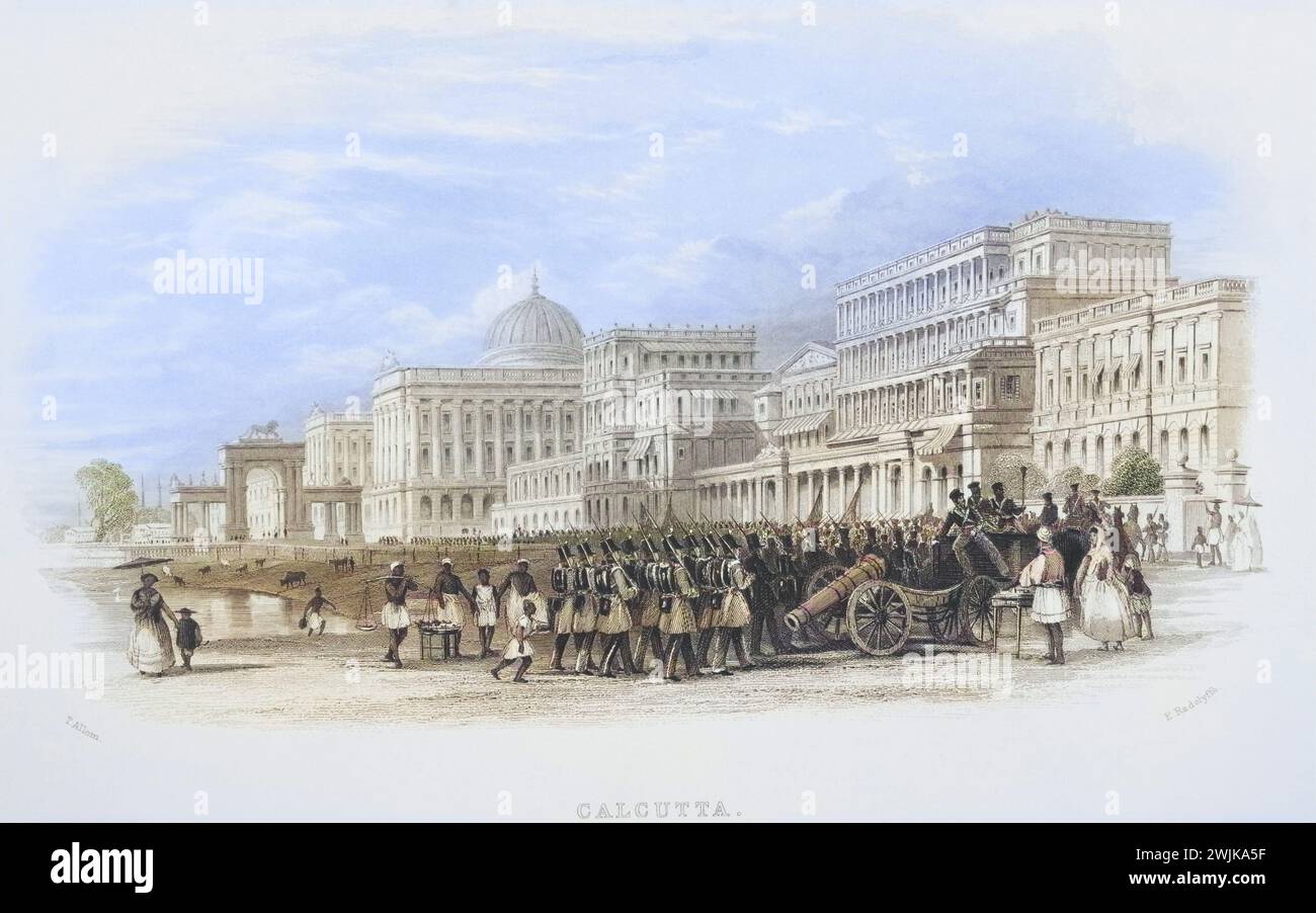 Kalkutta, Die Uferpromenade um 1829, Indien, Historisch, digital restaurierte Reproduktion von einer Vorlage aus dem 19. Jahrhundert, Record date not stated Stock Photo