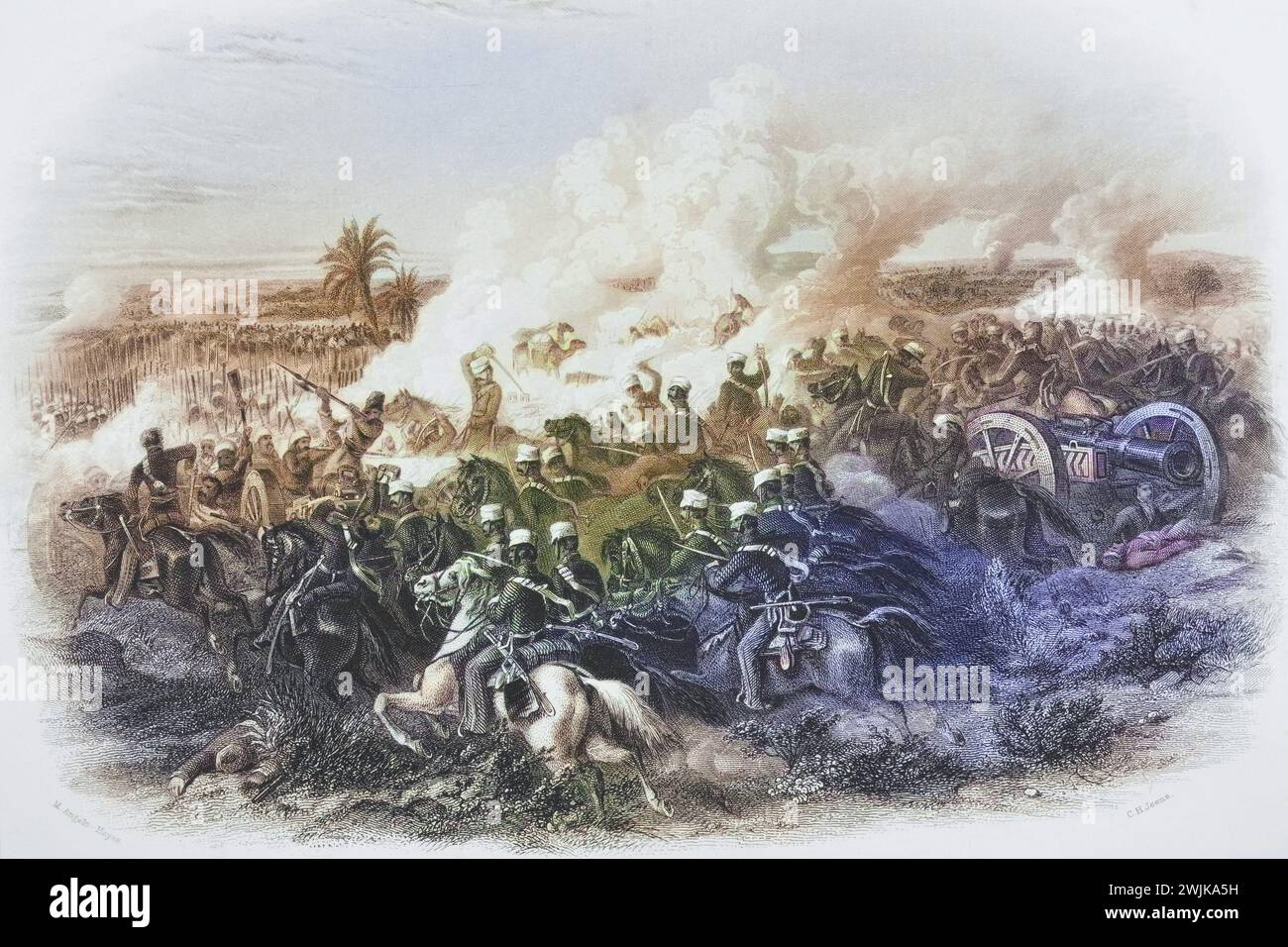 Die Schlacht von Moodkee in Indien, 1845, Historisch, digital restaurierte Reproduktion von einer Vorlage aus dem 19. Jahrhundert, Record date not stated Stock Photo