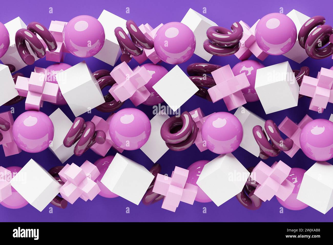 3D rendering. Colorful pattern of cubes of different shapes ...