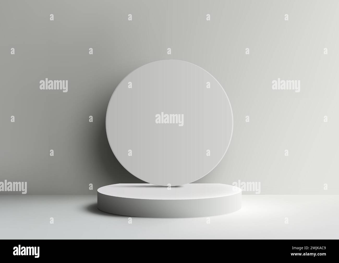 3D white podium mockup. A white backdrop and geometric circle design ...