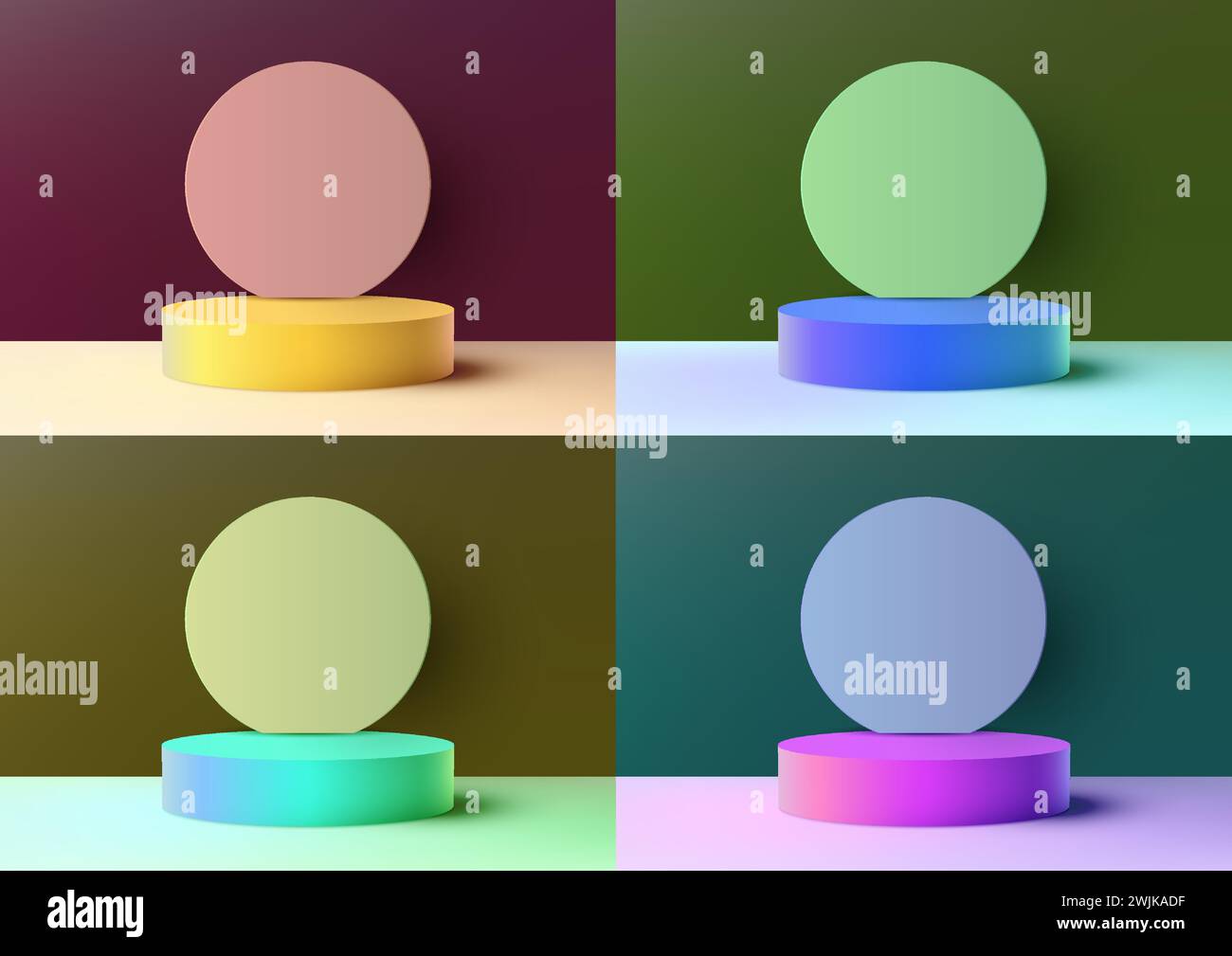 3D realistic podium with circle backdrop is a minimalist mockup for ...