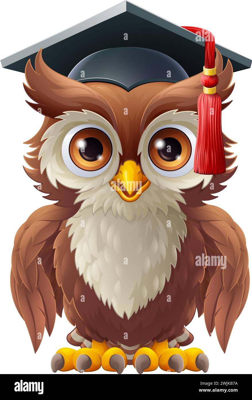 Wise Owl Bird Cartoon Graduation Professor Teacher Stock Vector