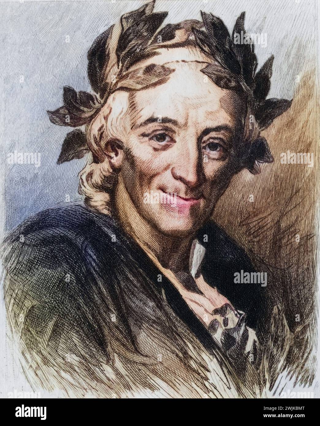Voltaire, Pseudonym von Francois-Marie Arouet, 1694-1778. Französischer Schriftsteller und Philosoph, Historisch, digital restaurierte Reproduktion von einer Vorlage aus dem 19. Jahrhundert, Record date not stated Stock Photo