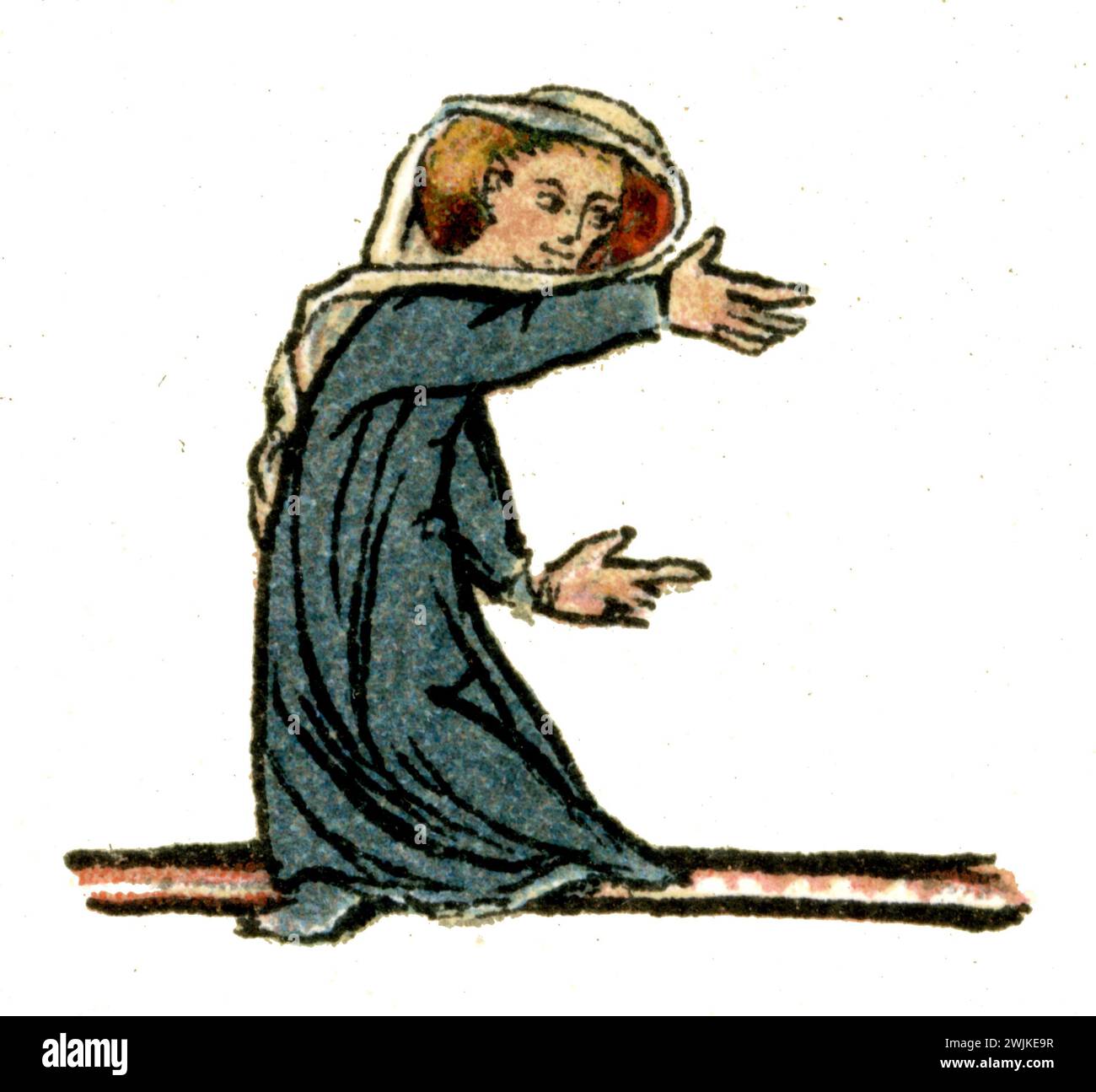 Medieval troubadours: tightrope walker ,  (literary history book, 1900), Mittelalterliche Troubadoure: Seiltänzerin Stock Photo