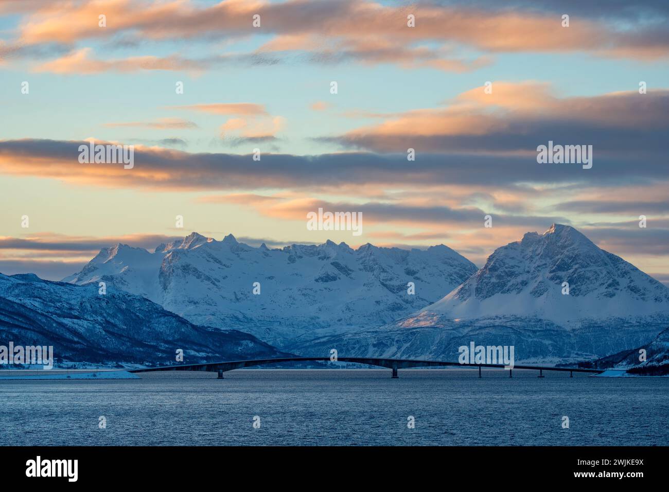 Morning View near Finnsnes, Norway Stock Photo
