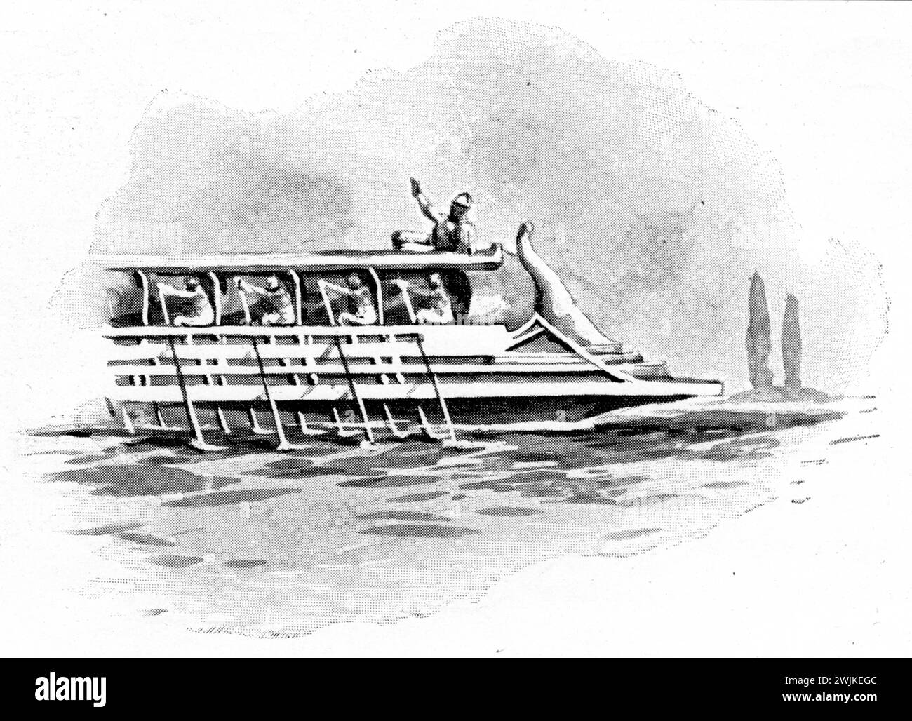 Trireme of the Athenians , Willy Stöwer (economy book, 1915), Triere der Athener Stock Photo