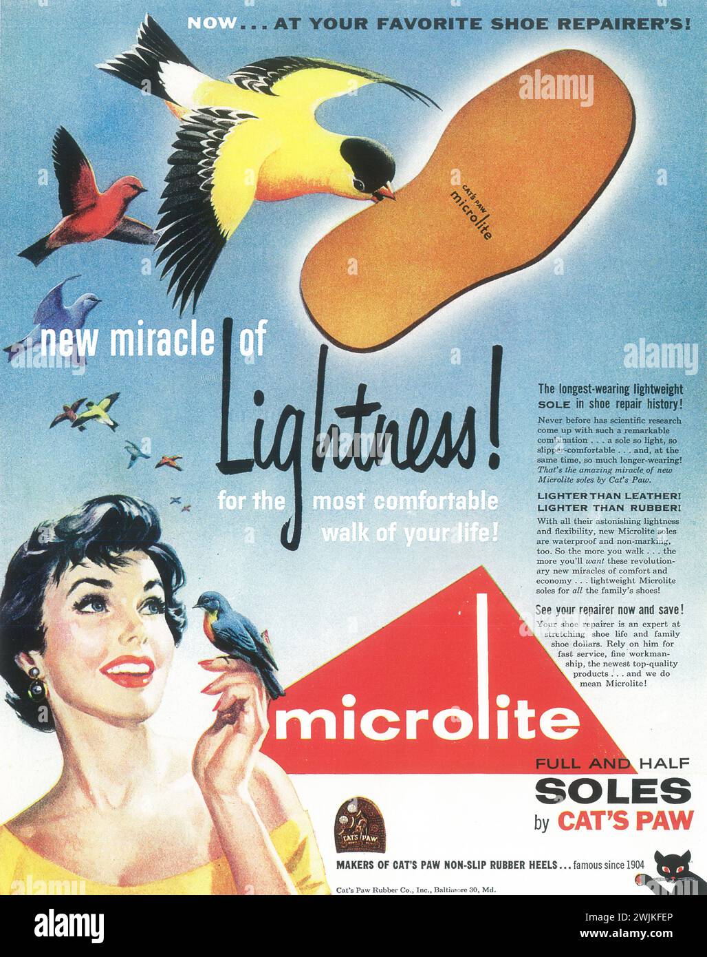 1955 Microlite shoe sole ad Stock Photo