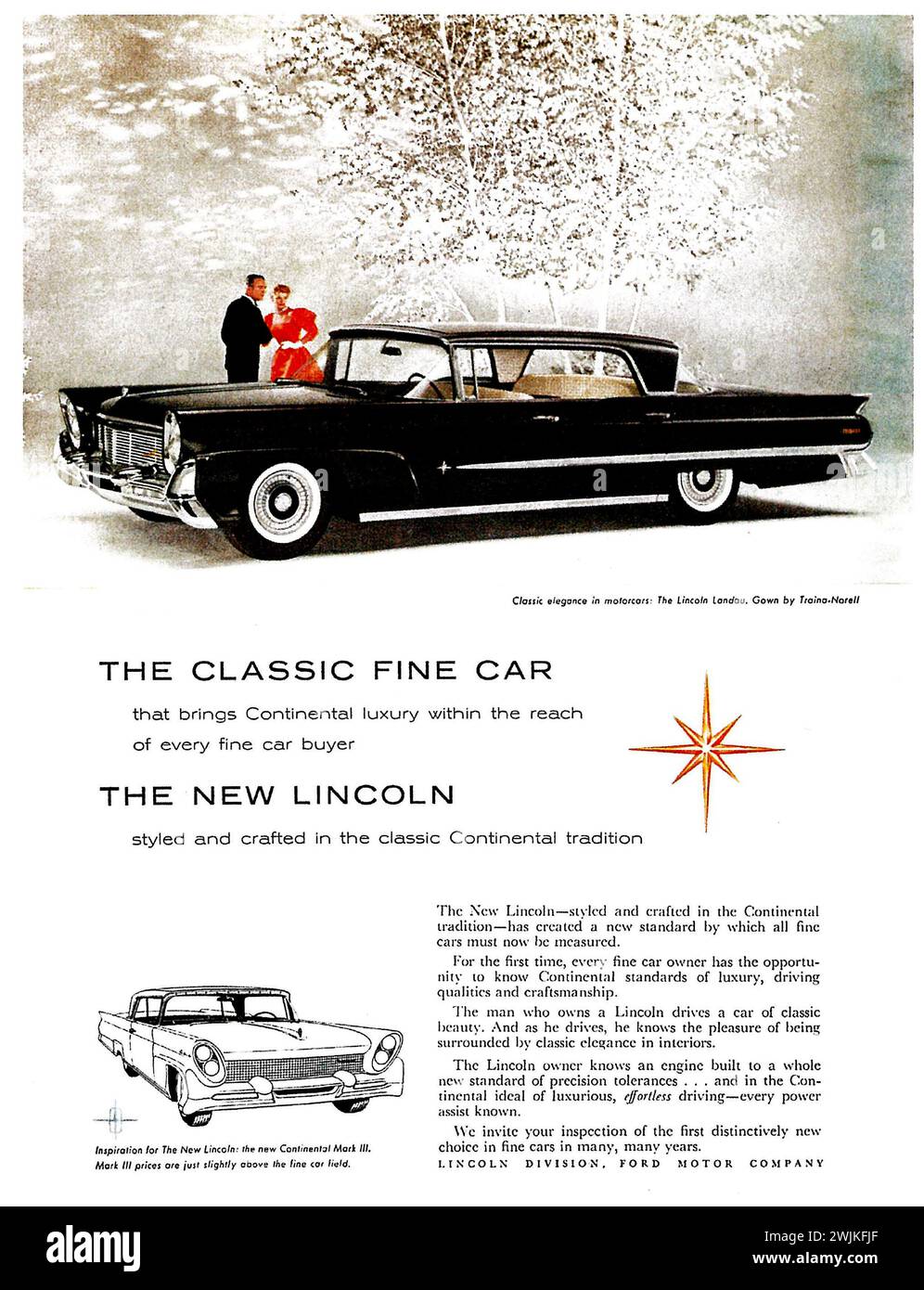 1958 Lincoln Car Ad Stock Photo