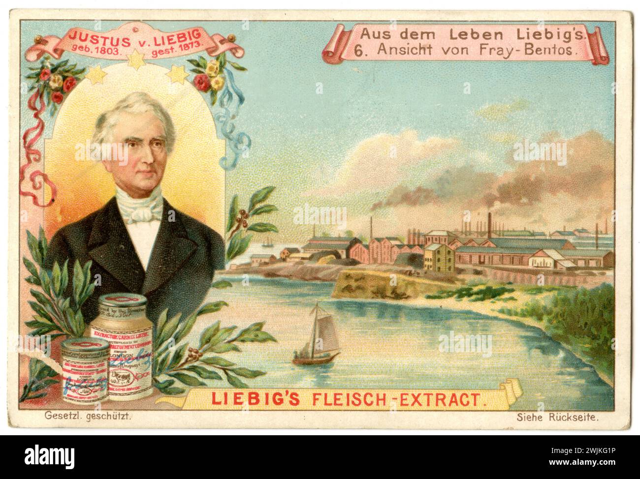 Justus von Liebig (1803-1873), German chemist ,  (, ), Justus von Liebig (1803-1873), deutscher Chemiker, Ansicht von Fray-Bentos in Uruguay Stock Photo