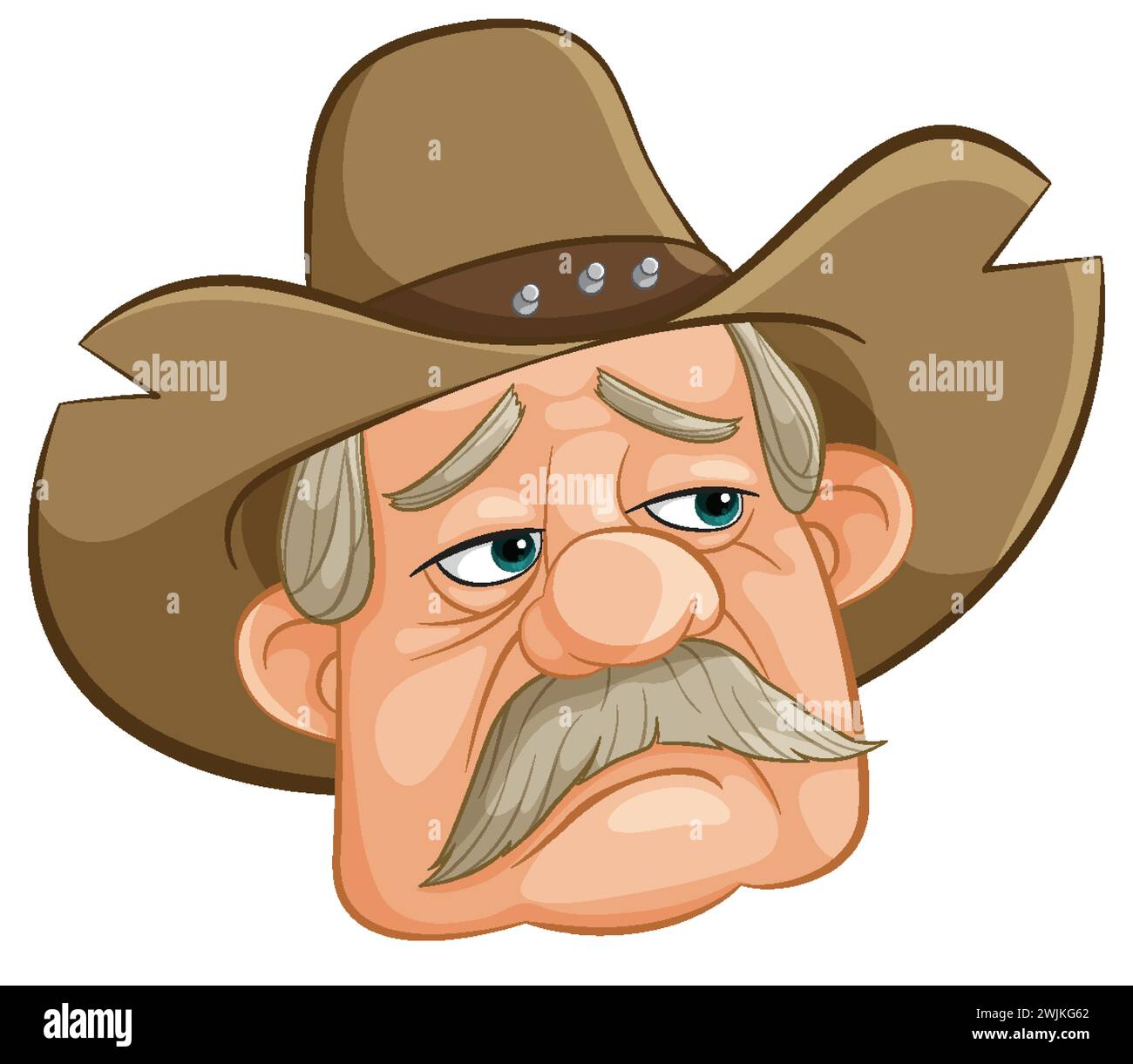 Cartoon of a grumpy old cowboy with a hat Stock Vector