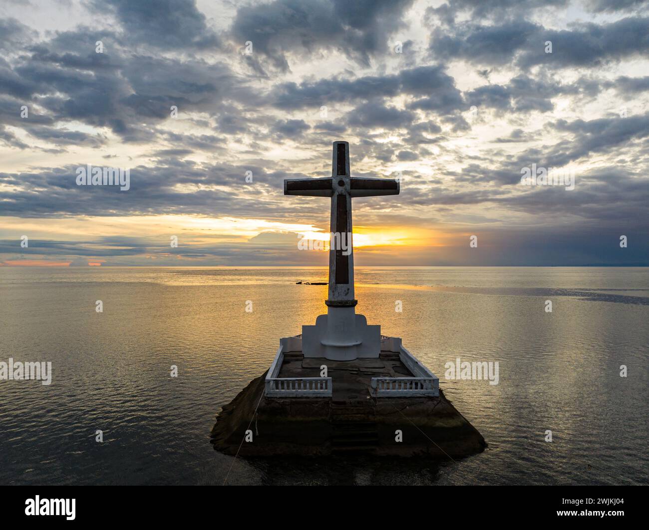 Sunken Cemetery in Camiguin Island. Sunset and clouds backgroud. Philippines. Stock Photo