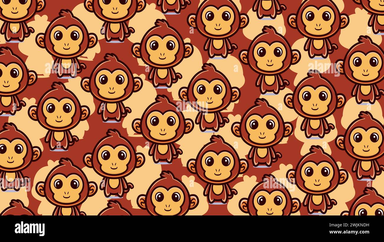 art illustration design concept mascot symbol icon cute animal of monkey background wallpaper Stock Vector