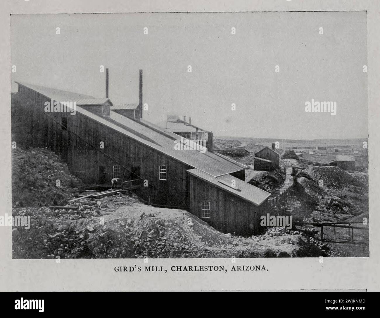 Gird's Mill, Charleston, Cochise County, Arizona from the Article THE MINERAL RESOURCES OF ARIZONA. By Thomas Toiige. from The Engineering Magazine Devoted to Industrial Progress Volume XI October 1897 The Engineering Magazine Co Stock Photo