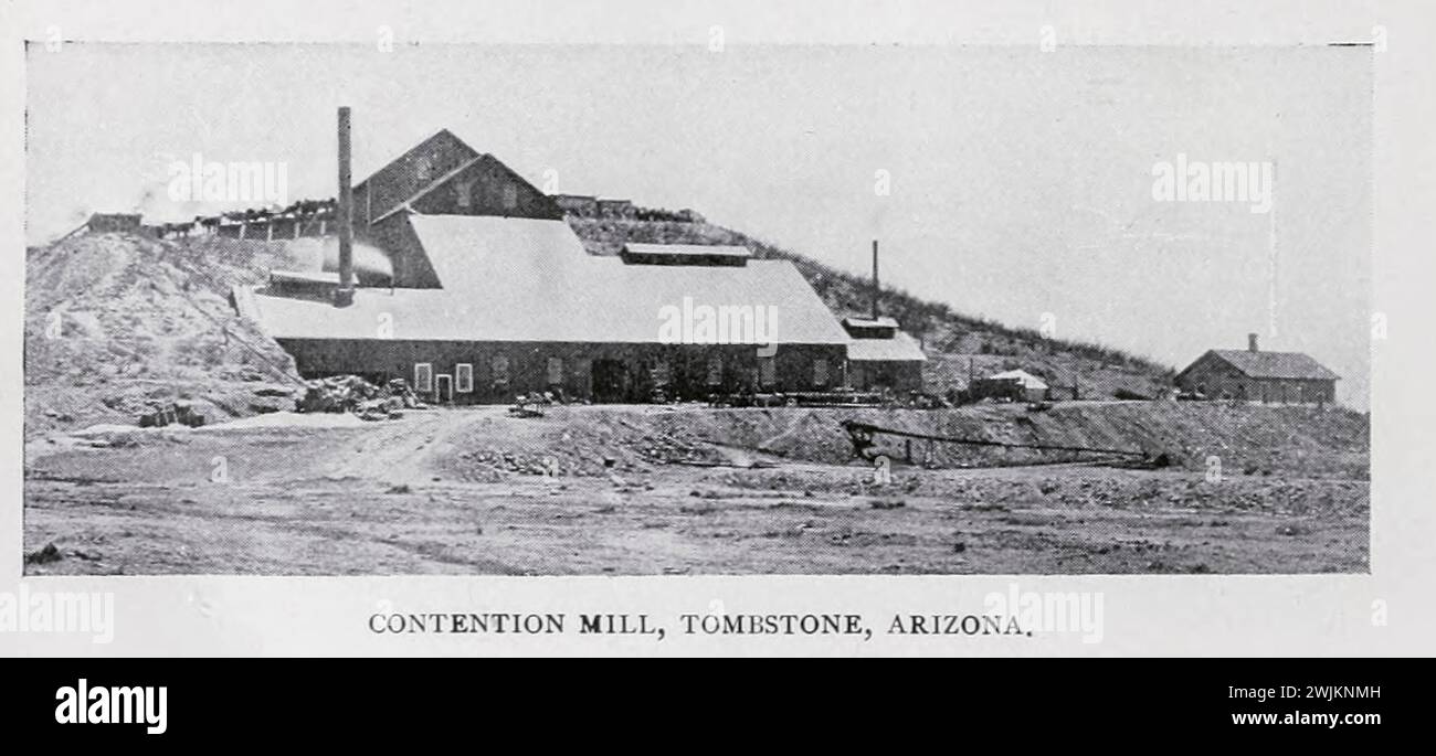 Contention Mill, Tombstone, Cochise County, Arizona from the Article THE MINERAL RESOURCES OF ARIZONA. By Thomas Toiige. from The Engineering Magazine Devoted to Industrial Progress Volume XI October 1897 The Engineering Magazine Co Stock Photo