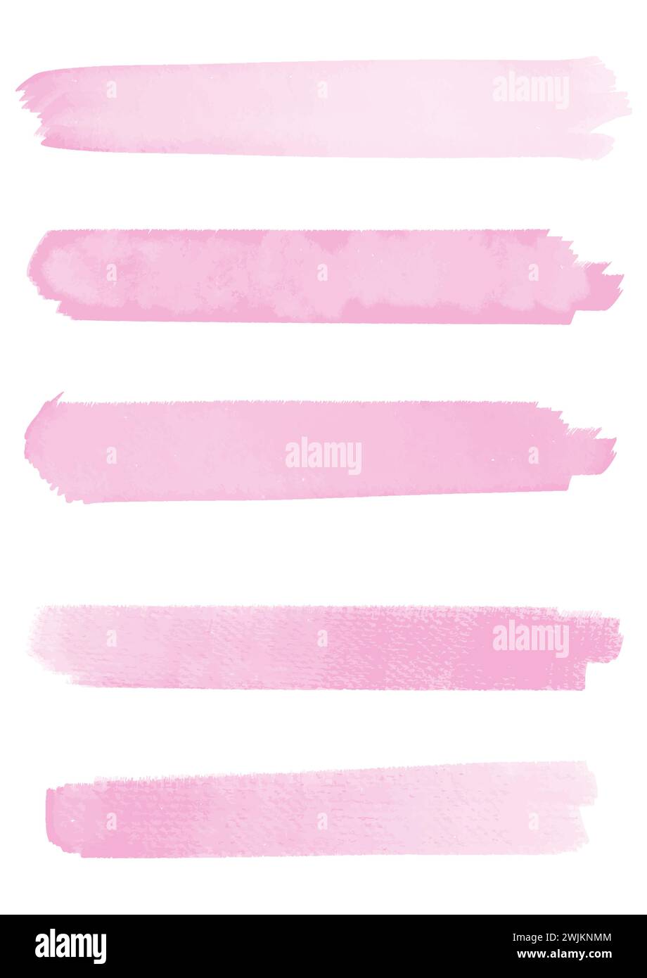 Collection of pastel pink abstract watercolour brush strokes Stock ...