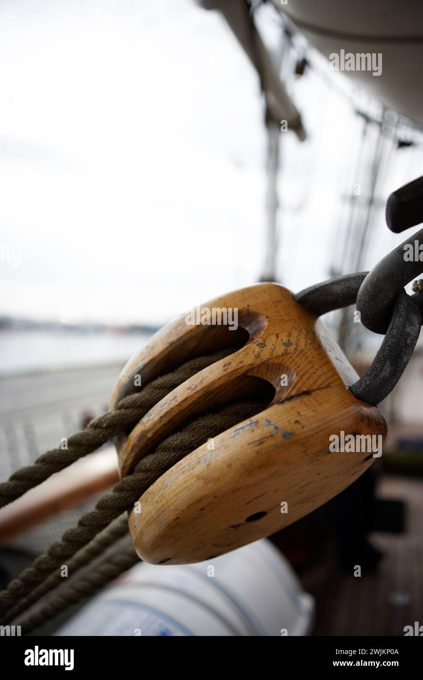 Large Pulley On A Sail Ship Stock Photo Alamy Large pulley on a sail ship stock photo alamy