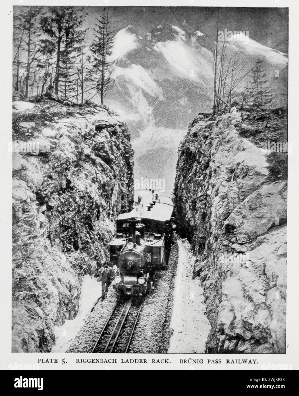 Riggenbach Ladder Rack, Brunig Pass Railway from the Article PROGRESS IN THE PERFECTION OF THE RACK RAILWAY. By E. L. Corthell. from The Engineering Magazine Devoted to Industrial Progress Volume XIV October 1897 - March 1898 The Engineering Magazine Co Stock Photo