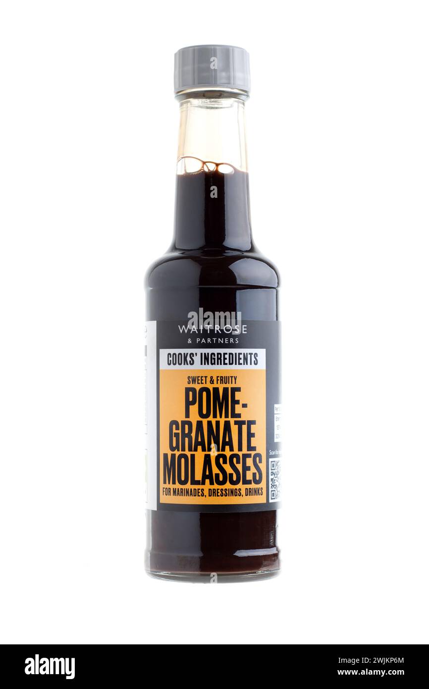 Waitrose 210 g Bottle of Cooks' Ingredients Pomegranate Molasses on a White Background Stock Photo