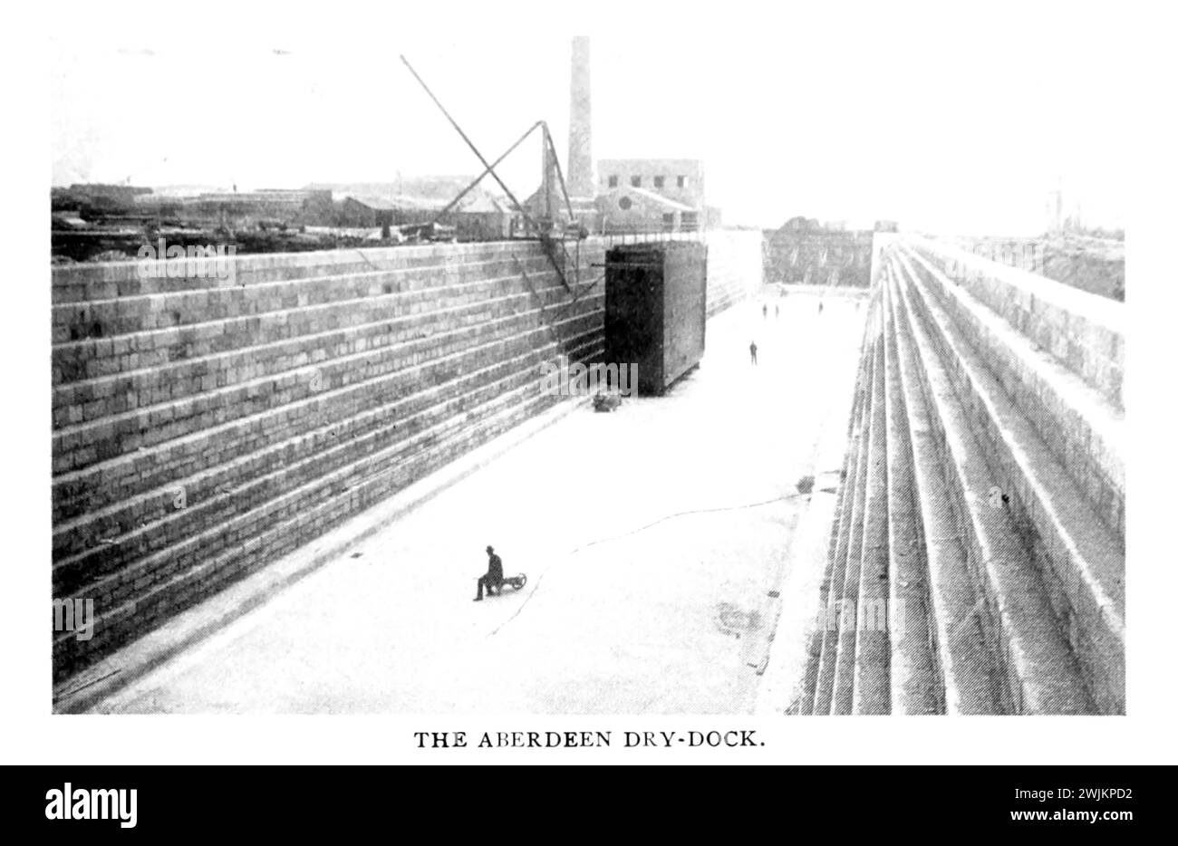 The ABERDEEN, Dry Dock from the Article MODERN WHARF IMPROVEMENTS AND HARBOR FACILITIES. Part III By Foster Crowell. from The Engineering Magazine Devoted to Industrial Progress Volume XIV October 1897 - March 1898 The Engineering Magazine Co Stock Photo