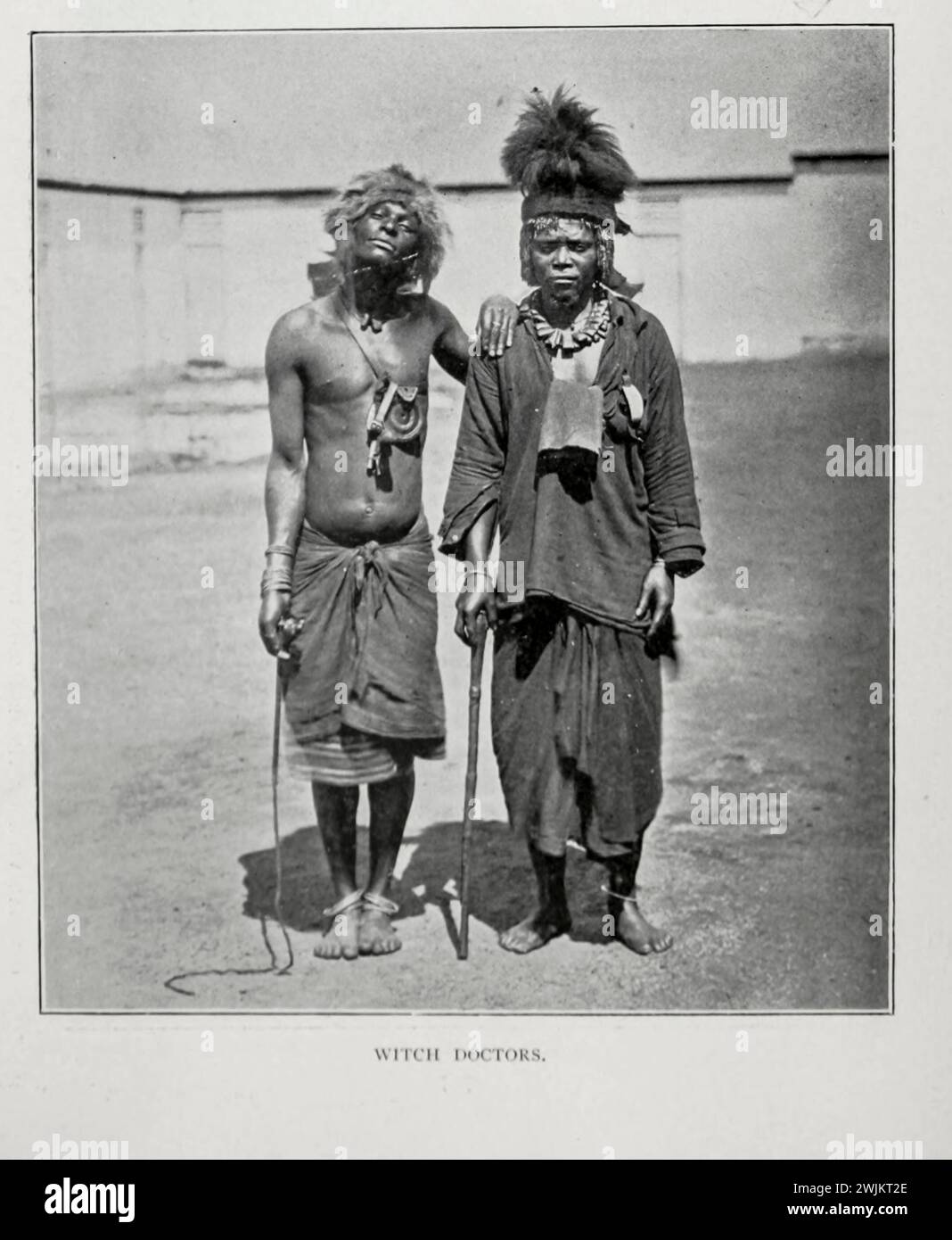 Witch Doctors from the Article THE GOLD MINES OF THE WITWATERSRAND, SOUTH AFRICA. By John Hays Hammond. Part 1: THEIR RAPID DEVELOPMENT, AND THE GEOLOGY OF THE REGION. from The Engineering Magazine Devoted to Industrial Progress Volume XIV October 1897 - March 1898 The Engineering Magazine Co Stock Photo