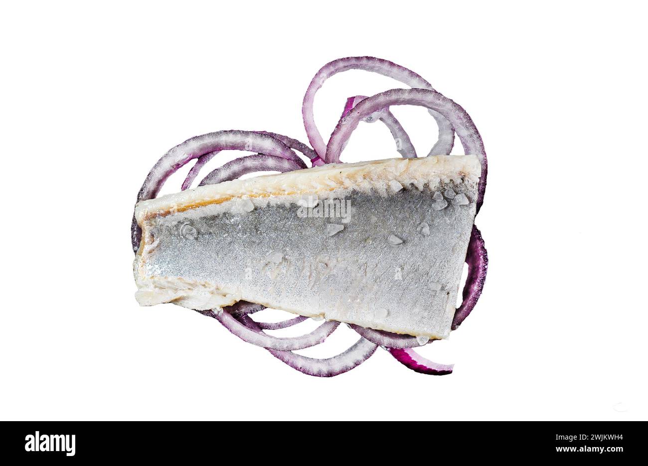 Traditional Dutch food herring with red onion. New season of herring